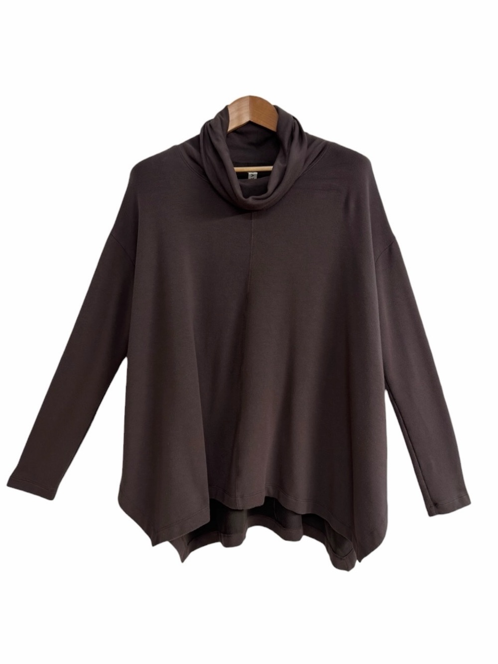 Athleta Ethereal Brushed Funnel Neck Top Spiced Cabernet Brown Small Oversized